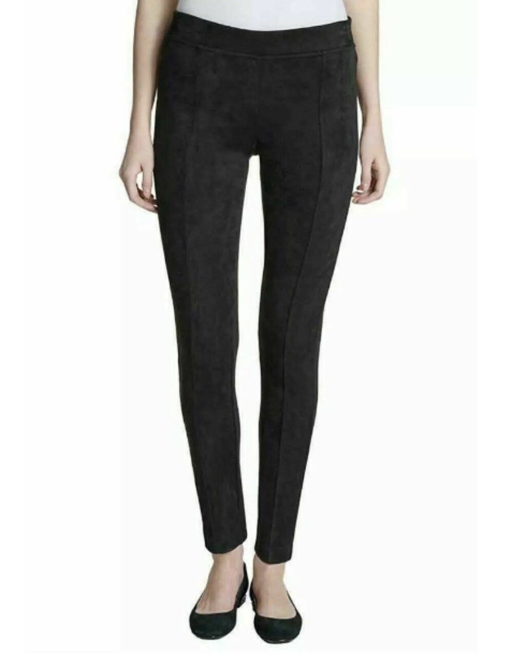 Andrew Marc Black Soft Stretch Faux Suede Pull On Pants Medium
